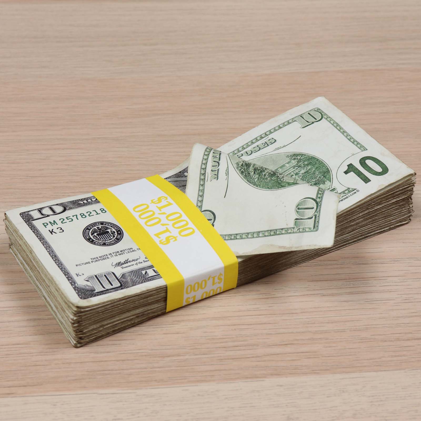 Money Prop - 2000 Series $10 Bills ✔️RealAged™ $1,000 Full Print Stack - Image 5