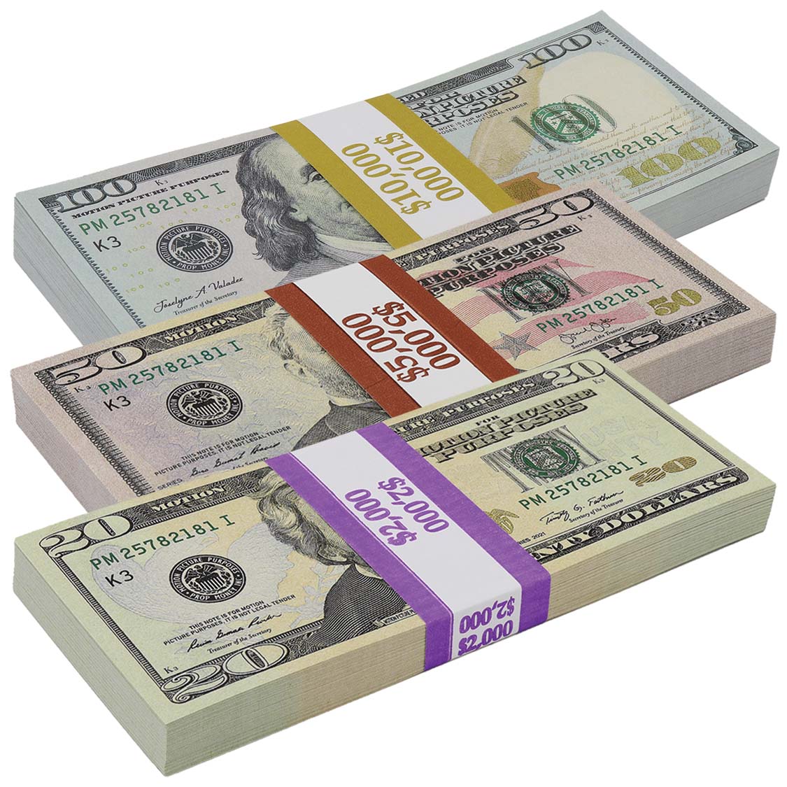 Money Prop - New Series $20, $50, $100 Crisp Full Print $17,000 Stacks
