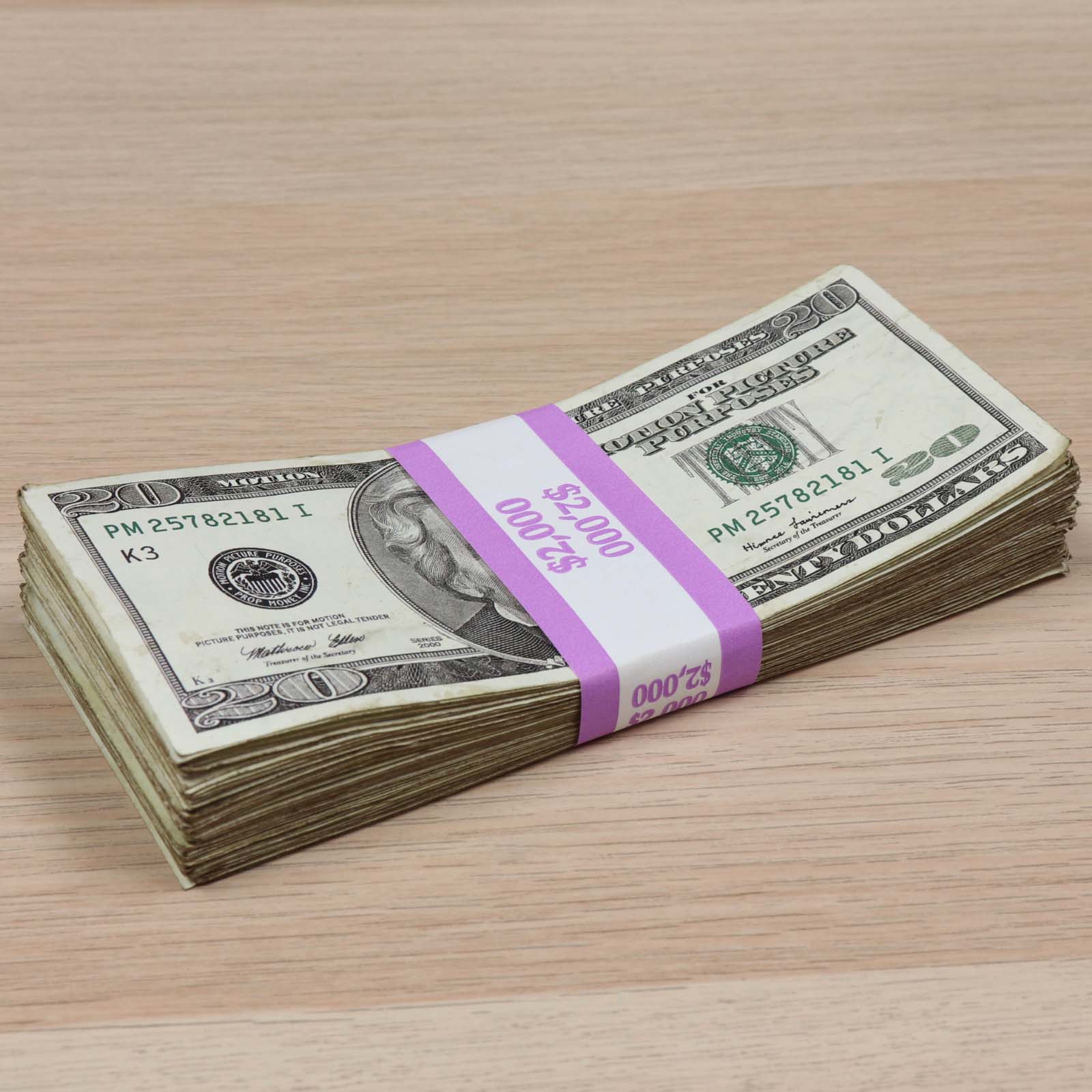 Money Prop - 2000 Series $20 ✔️RealAged™ Full Print $2,000 Stack - Image 4