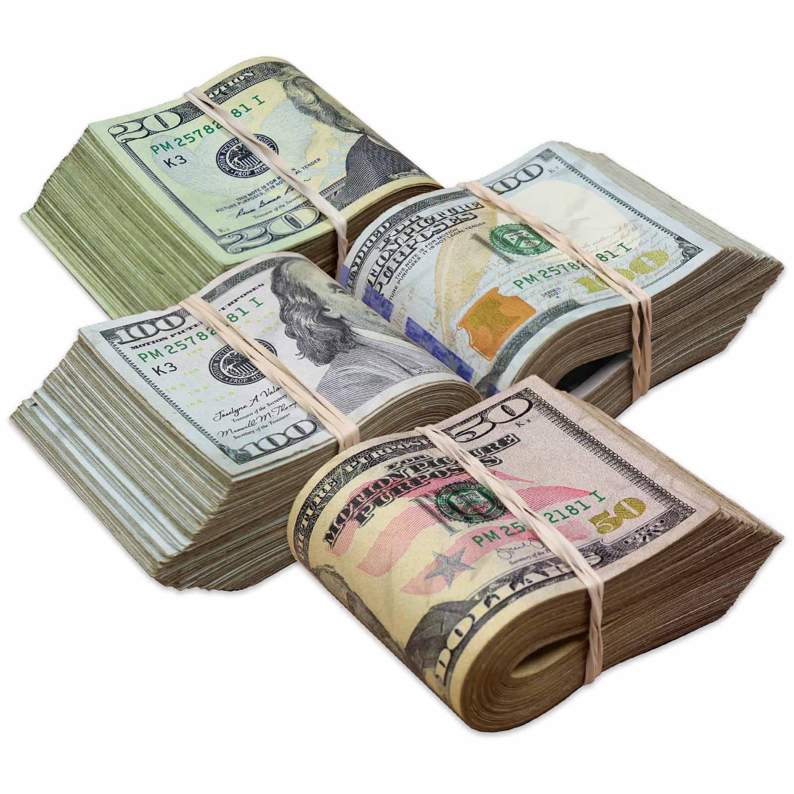 Money Prop - New Series $20, $50, $100 ✔️RealAged™ Full Print $27,000 Bands Pack