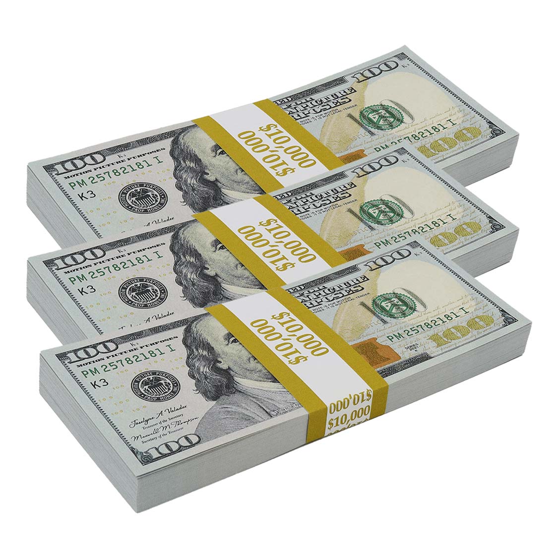 Money Prop - New Series $100 Crisp $30,000 Full Print Stacks