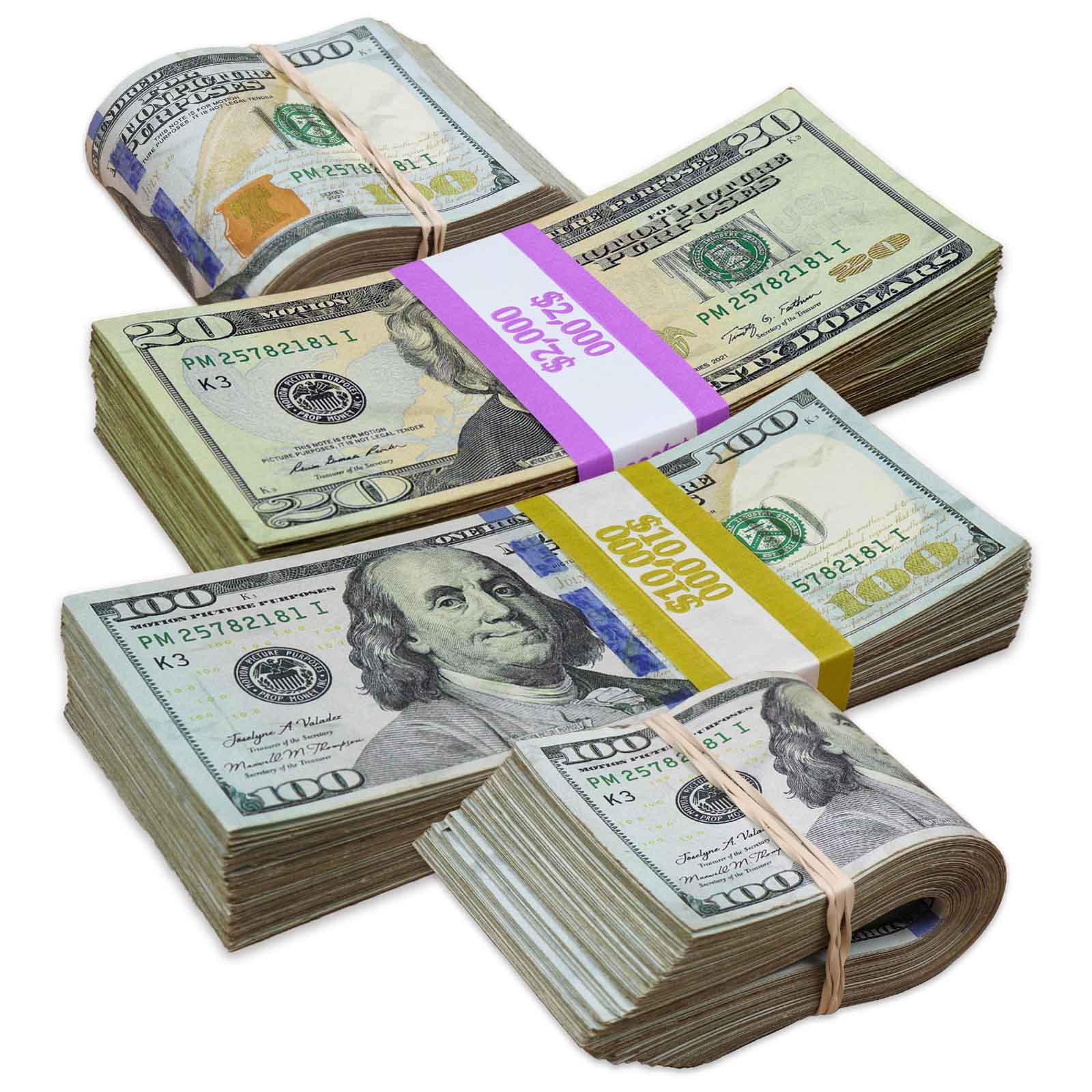 Money Prop - New Series $20, $100 ✔️RealAged™ Full Print $32,000 Stacks & Bands Pack