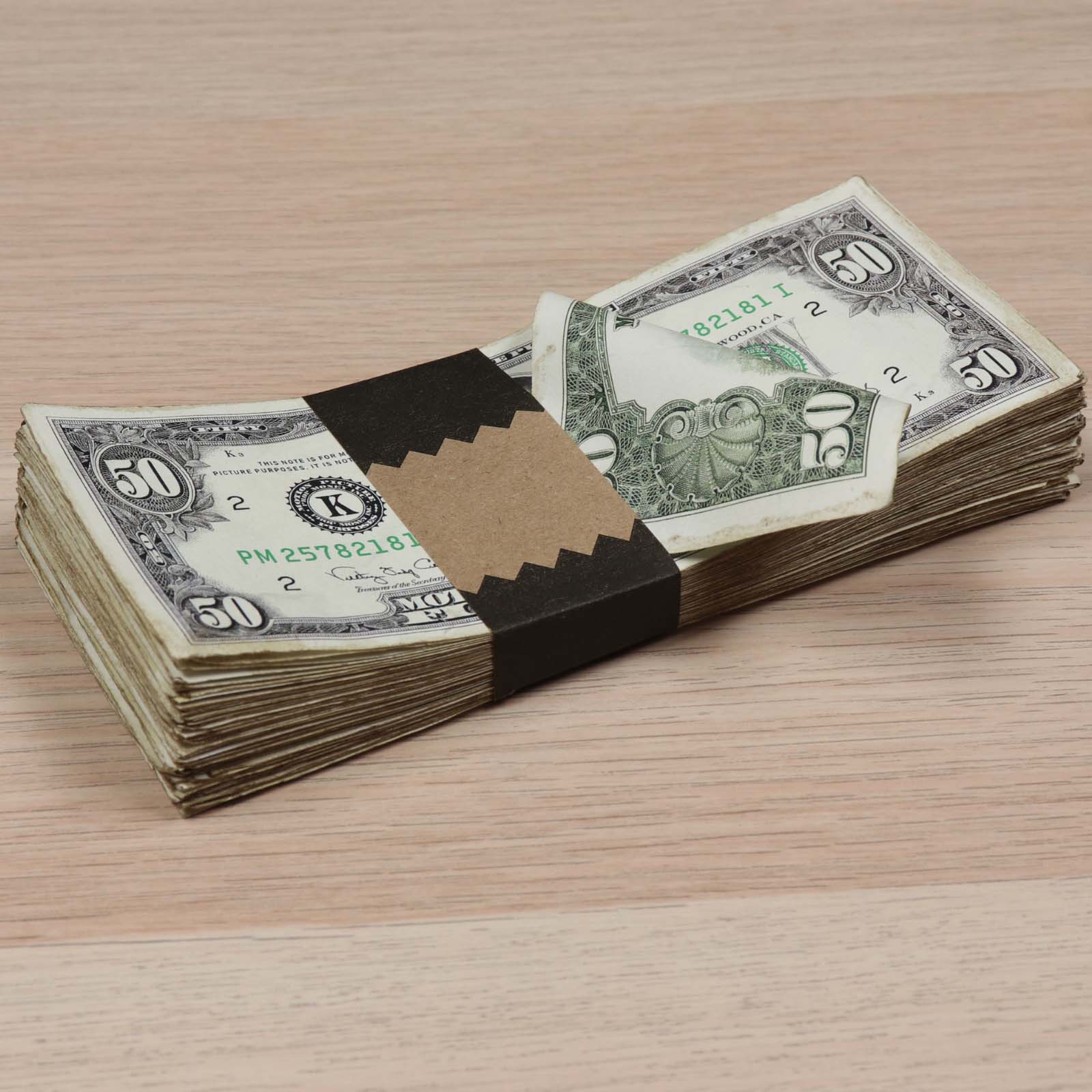 Money Prop - 1990 Series $50 ✔️RealAged™ Full Print $5,000 Stack - Image 4