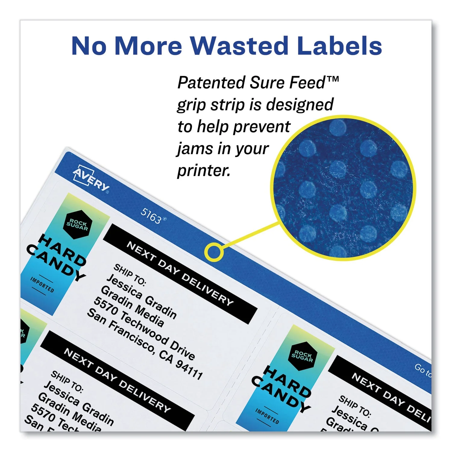 Avery Shipping Labels w/ TrueBlock Technology, Inkjet Printers, 3.33 x 4, White, 6/Sheet, 100 Sheets/Box - Image 2