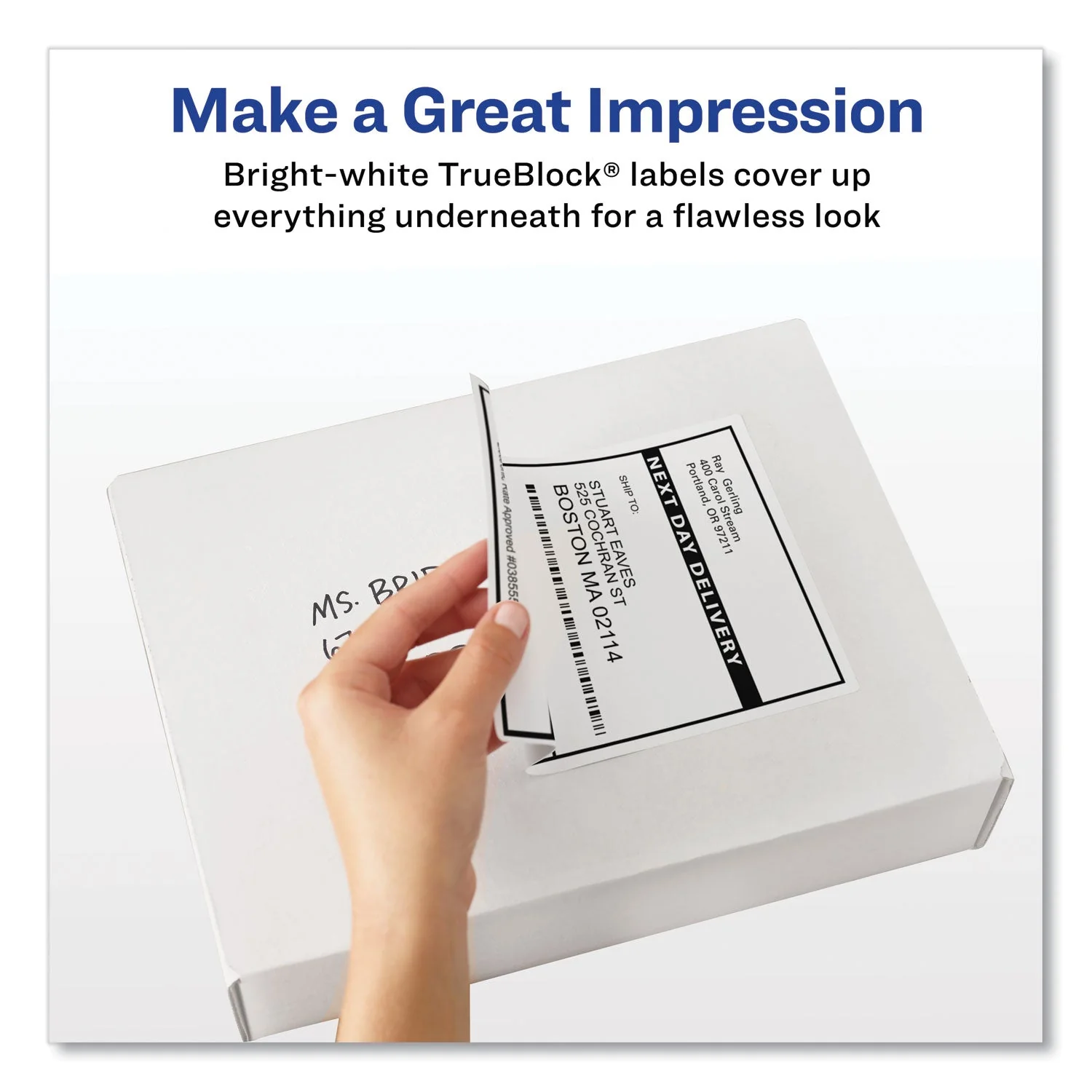 Avery Shipping Labels w/ TrueBlock Technology, Laser Printers, 5.5 x 8.5, White, 2/Sheet, 100 Sheets/Box - Image 2