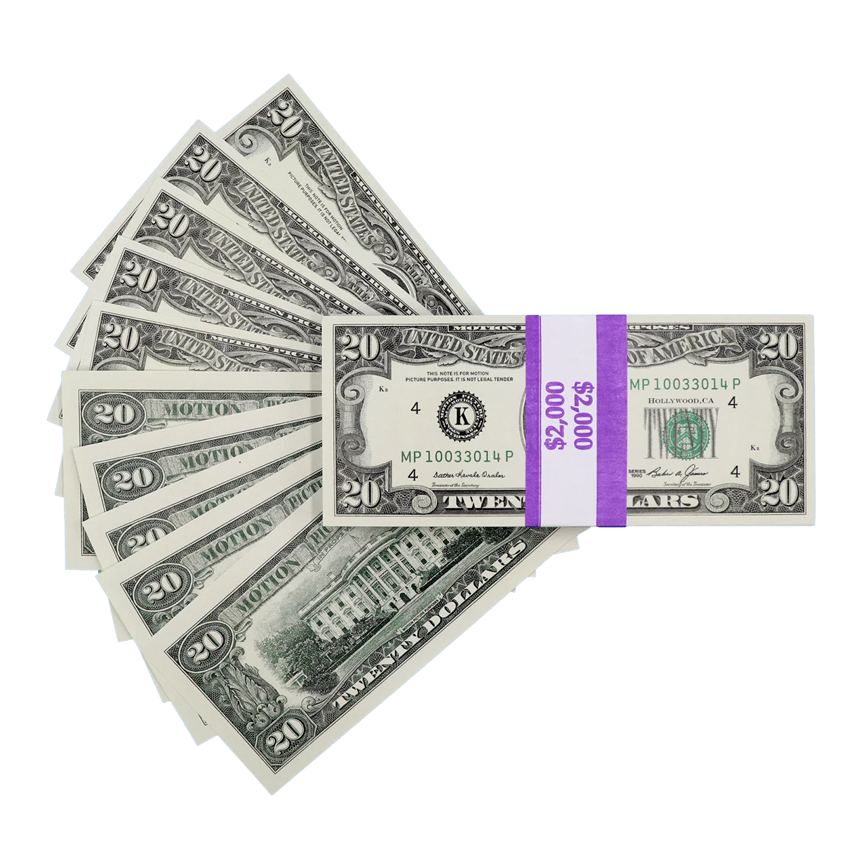Money Prop - 1990 Series $20 Full Print $2,000 Stack
