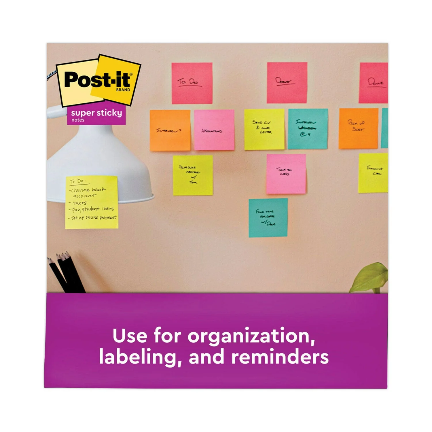 3M Post-it Self-Stick Notes Office Pack, 3" x 3", Supernova Neons Collection Colors, 90 Sheets/Pad, 24 Pads/Pack - Image 5